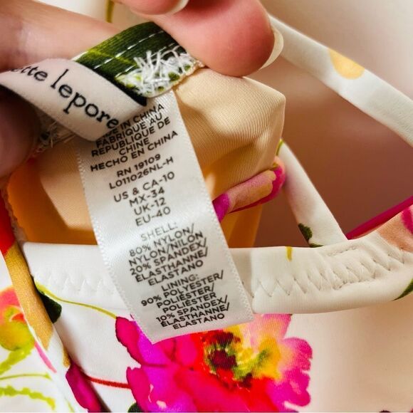 Nanette Lepore Deep Plunge Floral One Piece Swimsuit Swim 10 Flower NEW - Picture 6 of 7